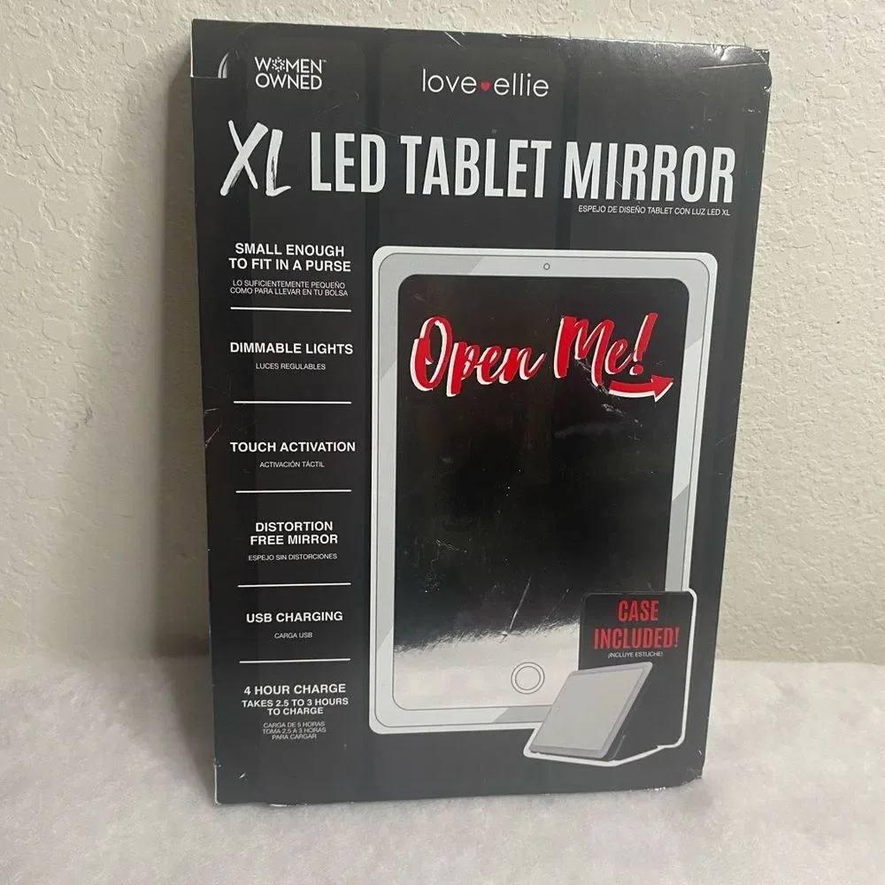New XL LED Tablet Mirror Travel Purse Makeup Mirror